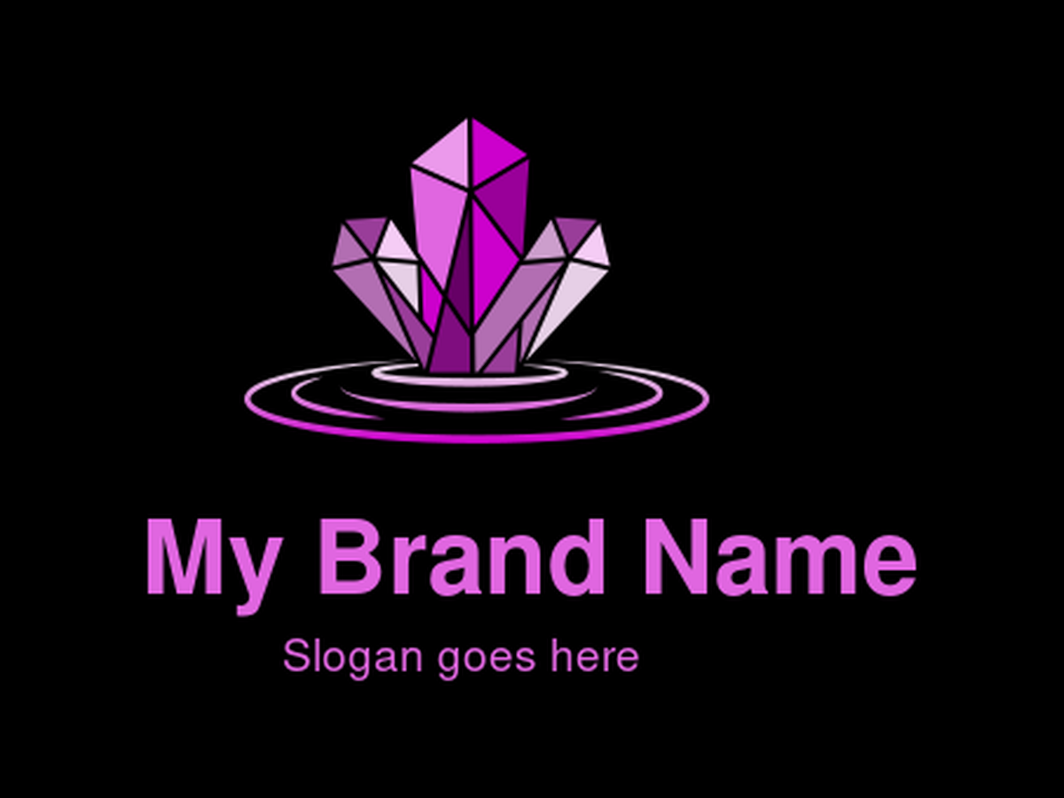 Abstract Geometric Purple Crystal Cluster with Ripple Effect Logo for Wellness, Spirituality, Technology, or Luxury Brands